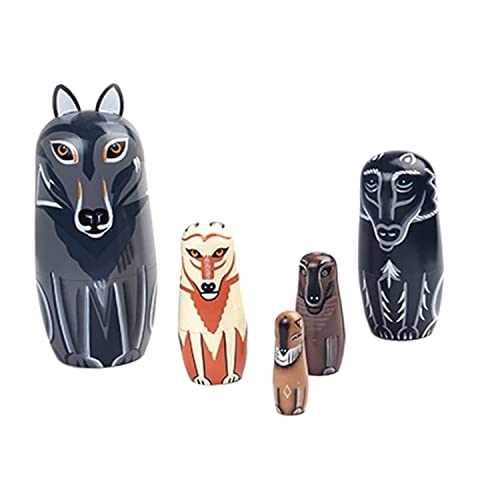 NESPIQ Matroschka Matrjoschka Tiere Nesting Dolls Set Von 5 Stück, Russische Nesting Dolls Geburtstag Halloween Wunschgeschenk Russische Puppen Matroschka-Puppen von NESPIQ