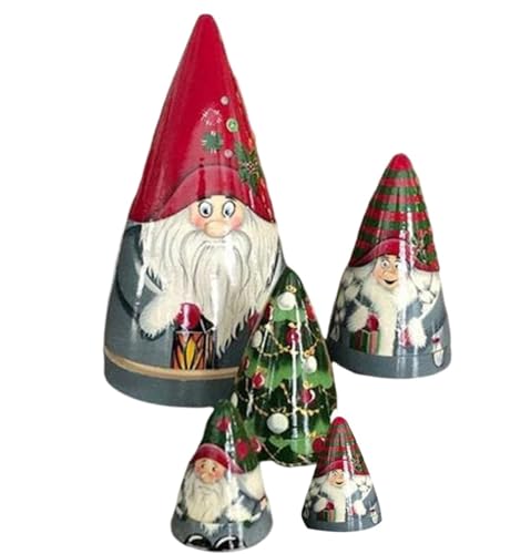 NESPIQ Matroschka Matrjoschka Weihnachts-Nistpuppen, Weihnachts-Matroschka-Zwerg-Kollektion, 5-teiliges Puppen-Stapelpuppen-Set Russische Puppen Matroschka-Puppen von NESPIQ