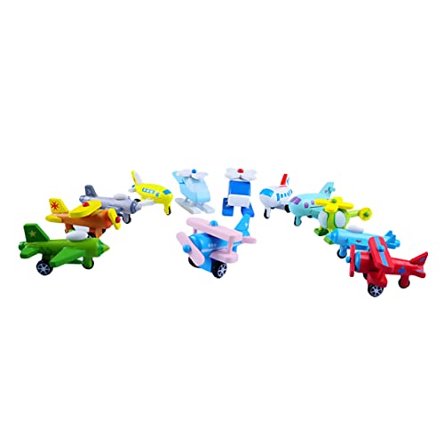 12st Buntes Miniflugzeug Kinderflugzeug Mini-Spielzeug Lernspielzeug Flugzeugspielzeug Für Kinder Bastelspielzeugflugzeug Spielzeug Für Fliegende Flugzeuge Puzzle-Spielzeug Hölzern NESTINGHO von NESTINGHO