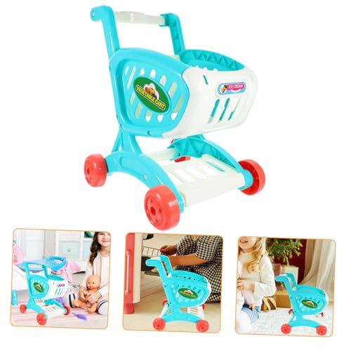 1stk Einkaufs Wagen Für Kinder Mini-puppenhaus Mini-Shopping Einkaufskorb Einkaufswagen-Spielzeug Einkaufen Rollenspiel Einkaufswagen Mini-supermarkt-handwagen Plastik Blue NESTINGHO von NESTINGHO