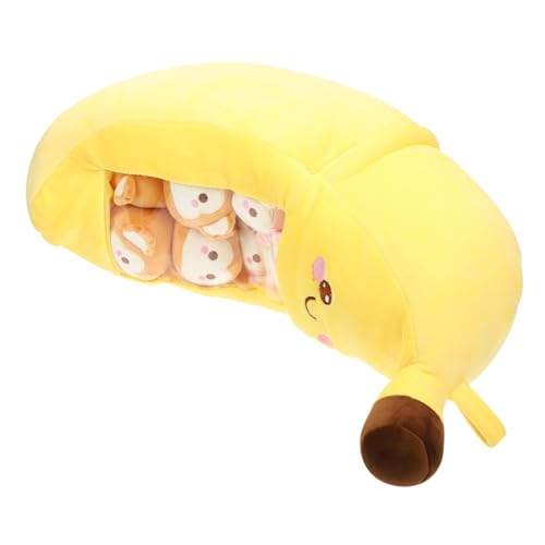 NESTINGHO 1 Satz Bananenkissen Flauschige Kissen schlafender Plüschkumpel Affen-Dekor Stofftiere kopfkissen Mit Bananen gefüllter Plüsch Gefülltes Bananenplüschtier kurzer Plüsch Yellow von NESTINGHO