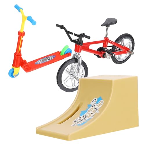 NESTINGHO 1 Satz Fingerrad Sportspielzeug Fingerbikes Und Scooter Heimtrainer Finger Fahrradrampe Puzzle-Spielzeug Mini-Spielzeug Tragbarer Roller Finger-Scooter-Spielzeug Plastik Rot von NESTINGHO