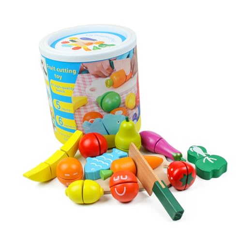 NESTINGHO 1 Satz Fruchtspielzeug Schneiden Obst Spielset Gemüse Spielen Spielzeug Schneiden Von Obst Und Gemüse Kind Spielt Spielzeug Küchenspielzeug Aus Holz Bambus Colorful von NESTINGHO