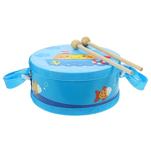 NESTINGHO 1 Satz Handtrommel Musikalisches Trommelspielzeug tragbare Trommel Trommelstöcke kinderinstrumente Kinder musikinstrumente Handpercussion-Zubehör Performance-Trommel hölzern Blue von NESTINGHO