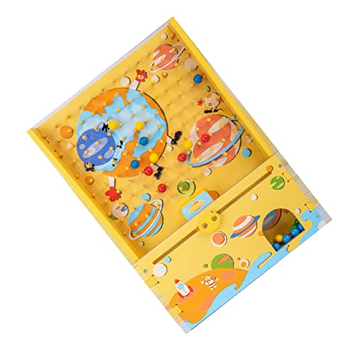 NESTINGHO 1 Satz Kugelfänger Aus Holz Interaktives Labyrinth-Spiel Minibällchen Für Kinder Kinderspielzeug Denksportaufgaben Kugelbahnspielzeug Für Kinder Catcher-spielautomat Hölzern Yellow von NESTINGHO