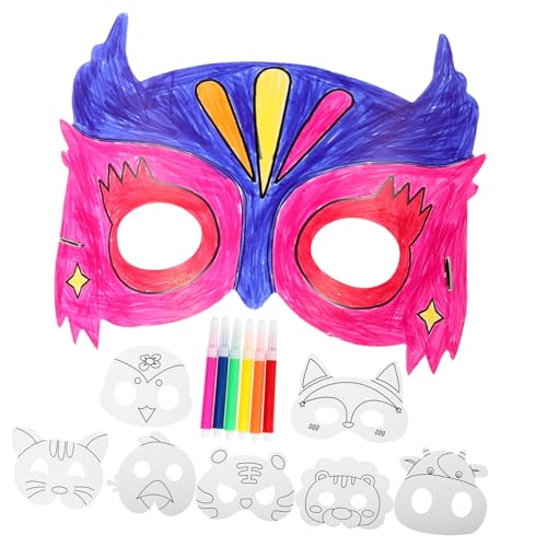 NESTINGHO 1 Satz Leere Maske ausmalen Maske aus Pappmaché Maskenbau-Kit Fuchsmaske Masken verkleiden DIY-Graffiti-Masken halloween masken halloweenmaske Partyzubehör Weiße DIY-Masken Papier von NESTINGHO