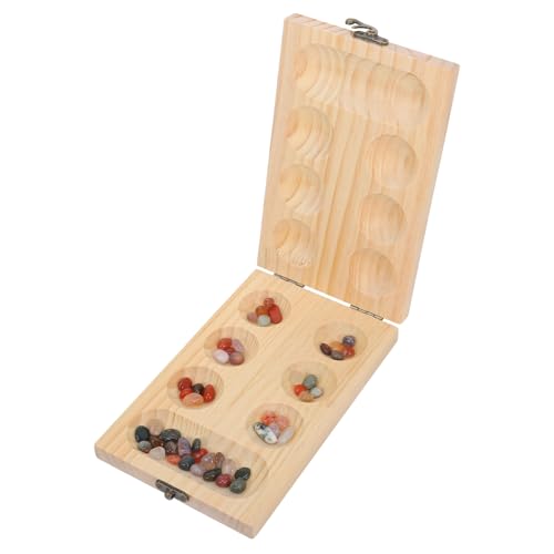 NESTINGHO 1 Satz Mancala-brettspiel Schachbrett Spielsachen Mancala-Klassiker Mancala-Schach Trainingsschachspielzeug Mancala-spieleversorgung Steinspiel Mancala Schachspielzeug Holz von NESTINGHO