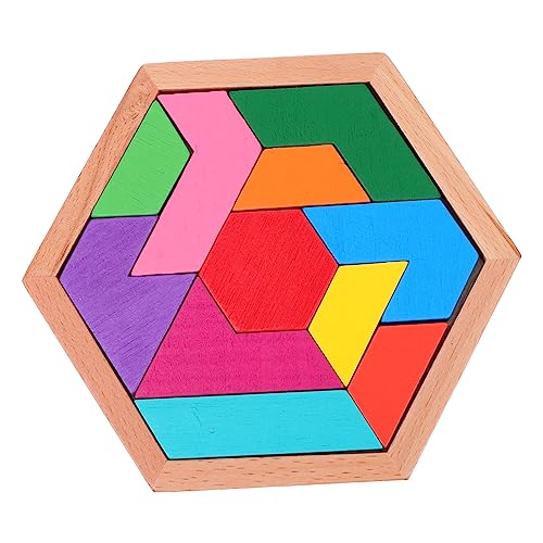 NESTINGHO 1 Satz Puzzle-Bausteine Kinder rätsel Tangram Woody Puzzle The Mind Game Spielzeug Rätsel für Erwachsene Sechseck-Puzzle Lustiges Puzzle hochwertiges Holz Colorful von NESTINGHO