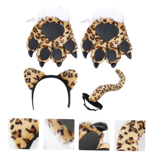 NESTINGHO 1 Satz Schwanzhandschuh Handschuhe mit Leopardenpfoten Dekoration Anzug Leoparden-Dekor kinderkleidung kleidung kinder Handpuppen Tiere Schwanzstütze Schmuck-Requisite PP Baumwolle von NESTINGHO