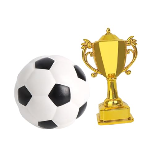 NESTINGHO 1 Satz Trophäen-fußballmodell Mini-fußball Goldene Pokale Tortenaufsätze Für Sport Fußball-kuchendekoration Fußball-kuchenaufsatz Kleines Fußballmodell Plastik Wiederverwendbar von NESTINGHO