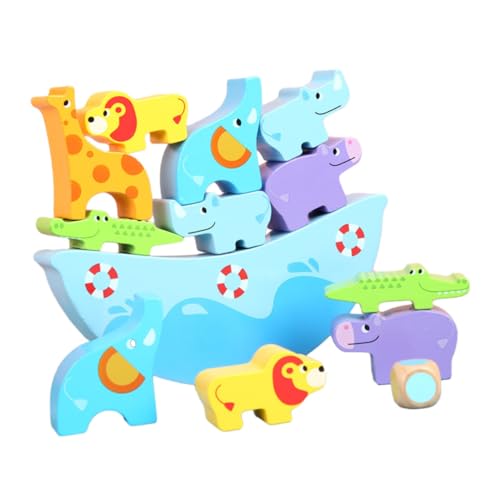 NESTINGHO 1 Satz Tumbler-Bausteine interaktive Spiele Animal-Design Balance-Stapelspielzeug pädagogisches Vorschulspielset spielzeuge tierische Bausteine Cartoon-Spielzeug für Kinder hölzern von NESTINGHO