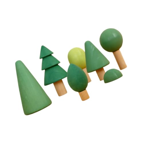 NESTINGHO 1 Satz Waldbausteine ​​Spielzeug Geometrie Bausteine Weihnachts-Mini-Baum Miniaturbäume Zum Basteln Flaschenbürstenbaum Kleine Bäume Tischbäume Kinderspielzeug Dorfbäume Holz von NESTINGHO