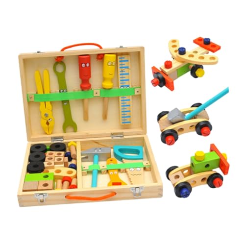 NESTINGHO 1 Satz Werkzeugkasten für Kinder Werkzeug für Kinder kinderwerkzeug holzspielsachen Kinder Bauen Spielzeug Spielzeuge Simulations-Toolbox für Kinder Werkzeugkasten aus Holz Bambus von NESTINGHO