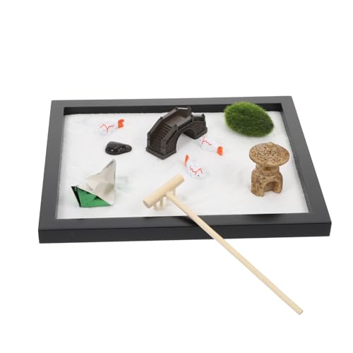 NESTINGHO 1 Satz Zen-Sandtisch Schreibtisch Dekoration Home Decor Herzstück Tischdekoration tablett dekor Bürodekoration Heimdekoration Tischdeko aus Sand Tischhandwerk zu Hause Harz Black von NESTINGHO