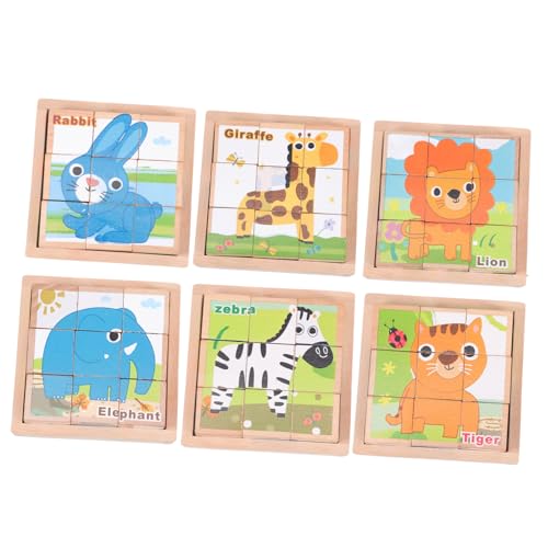 NESTINGHO 1 Satz sechsseitige Malbausteine Cartoon-Puzzle Stapelspielzeug Kinder Puzzle rätselbuch Kinder Kinderspielzeug Spielzeug für Kleinkinder Kinderpuzzle Holzpuzzle für Kinder von NESTINGHO