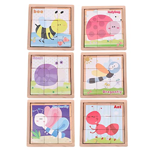 NESTINGHO 1 Satz sechsseitige Malbausteine Spielzeug stapeln Bausteine ​​für Kinder Rätsel Kinderspielzeug Kinder Puzzle Langlebig Kleinkindspielzeug Lernpuzzles aus Holz Cartoon-Puzzle von NESTINGHO