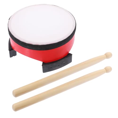 NESTINGHO 1 Set Kunstleder Einfaches Trommelspielzeug Schlaginstrumente Rotes Musikinstrument Spielzeug Pädagogisches Schlaginstrument Spielzeug Holz von NESTINGHO