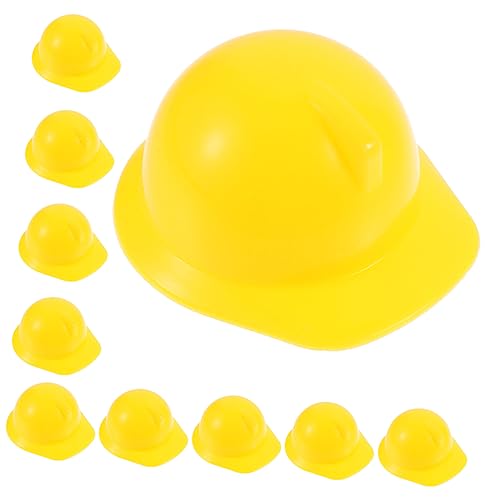 NESTINGHO 10 Stück Mini Schutzhelme Gelbes Abs Kleiner Helm Puppenzubehör Miniatur Huthelm von NESTINGHO