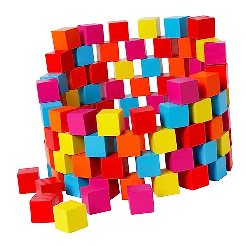 NESTINGHO 100st Würfelblöcke Kleine Blöcke Kinder Zählen Blöcke Bunte Bausteine Farbige Quadratische Blöcke Kinder Bauen Spielzeug Stapelbare Blöcke Kinder Baustein Colorful Hölzern von NESTINGHO