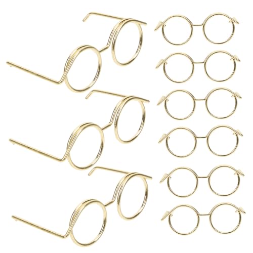 NESTINGHO 10st Metallbrille Sonnenbrille Zum Anziehen Der Puppe Minipuppenbrille Minibrille Für Puppen Spielzeug Dollhpuse-Brillen Katze Klassische Retro-Sonnenbrille Babykostüm Golden von NESTINGHO