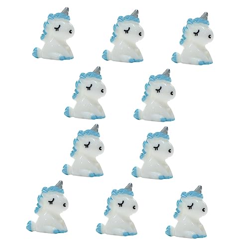 NESTINGHO 10st Mini-Einhorn Blumentopffigur Kleine Tierfigur Mini-tierfigur Mini-Spielzeug Einhornfiguren Selber Machen Figuren Für Mädchen Spielzeugfigur Miniaturfiguren Tiere Sky-Blue Harz von NESTINGHO