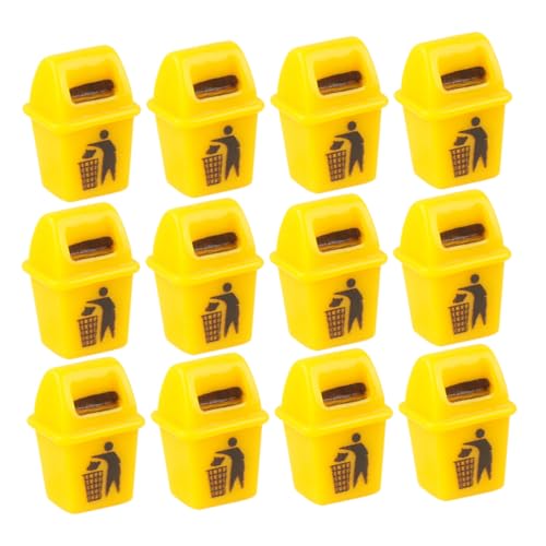 NESTINGHO 12st Mini-mülleimer Puppenhaus Winziger Abfallbehälter Mülleimer Formen Dekor Modell Eines Abfallbehälters Kleines Modell Miniatur-abfallbehälter Mini Hausmülleimer Yellow Plastik von NESTINGHO