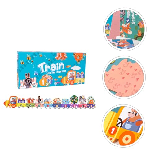 NESTINGHO 1Stk Zahlen Zug Puzzle Kinder Puzzle kinderpuzzle Zahlen-Puzzle-Brett Bodenpuzzle für Kinder im Alter von 2–4 Jahren Spielzeug Puzzle zur Verkehrsaufklärung hölzern Colorful von NESTINGHO