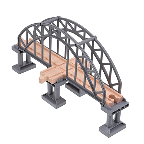 NESTINGHO 1stk Zugszene Spielzeug Mini-szenen-Puzzle-Spielzeug Eisenbahn-brücke-Spielzeug Modelleisenbahn Schienen-brückenspielzeug Gleiszubehör Eisenbahnfachwerkbrücke Zugdekor Grey Hölzern von NESTINGHO