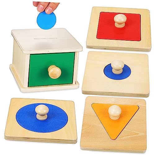 NESTINGHO 2 Satz Münzbox Spielzeug Für Kleinkinder Puzzle Für Kinder 1 Jahr Altes Montessori-Spielzeug Rätsel Für Kleinkinder Montessori-Spielzeug Für Babys Von 6-12 Monaten Spielzeuge Holz von NESTINGHO