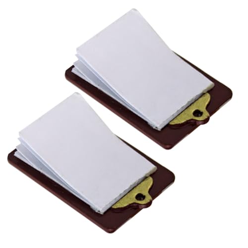 NESTINGHO 2St Mini-Tablet Puppen-Zwischenablage Miniatur-Puppenhauszubehör Puppenhaus Spielzeug Mini-Hausbedarf Miniatur-Schreibtafel-Spielzeug dekorative Schreibtafel schmücken Papier Brown von NESTINGHO