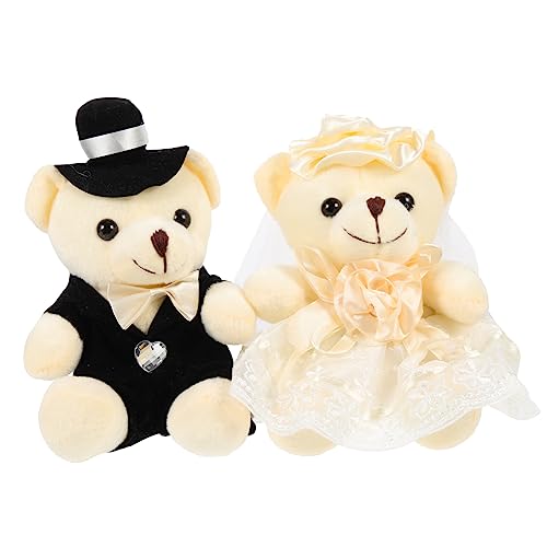 NESTINGHO 2st Hochzeitsbärenpuppe Abschluss Stofftiere Plüschbärenpuppe Bärenspielzeug Puppenfigur Weiche Puppe Kleine Bären Spielzeug Cartoon-bär-Puppe Mini-Paar Bären Pp Baumwolle Weiß von NESTINGHO