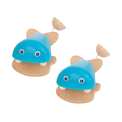 NESTINGHO 2st Lehrmittel Für Kleine Fischkastagnetten Orff Kastagnette Kastagnetten Spielzeug Puzzle-Spielzeug Musikspielzeug Für Babys Lernspielzeug Musikinstrumente Für Kinder Blue Holz von NESTINGHO