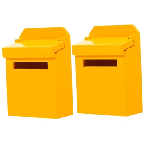 NESTINGHO 2st Letterbox-Modell Figuren Für Kinder Mini-briefkasten-Ornament Mini-zubehör Winzige Briefkastendekoration Kleines Hauszubehör Wandmontierter Briefkasten Hölzern Yellow von NESTINGHO