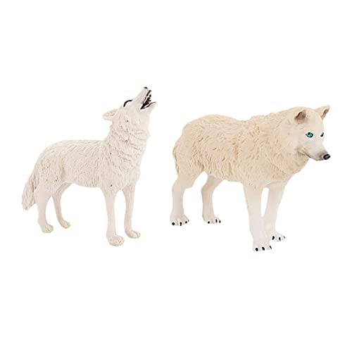 NESTINGHO 2st Schnee Wolf Ornamente Tierfiguren Wolf Figur Puzzle-Spielzeug Lernspielzeug Simulationstiermodell Weiß PVC von NESTINGHO