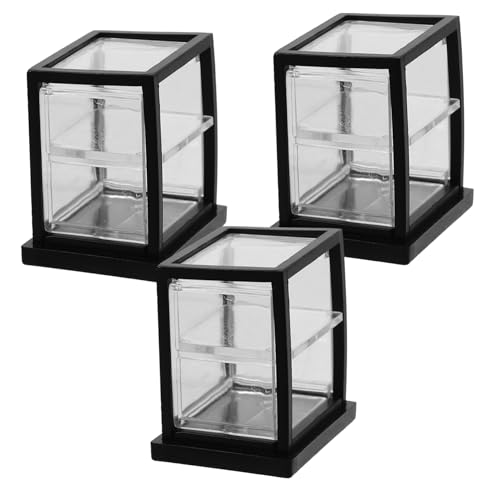 NESTINGHO 3St Puppenhaus-Vitrine Tortenständer Zubehör für Miniaturschränke Dekoration spielzeughaus tortendeko Einschulung minikühlschrank Puppenhauszubehör Schrank Modell Acryl Black von NESTINGHO