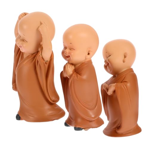 NESTINGHO 3St Teetischdekorationen Passend für Teetischdekoration Teetisch Dekoration Buddhistische Dekoration wohnaccessoires kleines Mönchshandwerk kleine Mönchsfigur Harz Light Brown von NESTINGHO