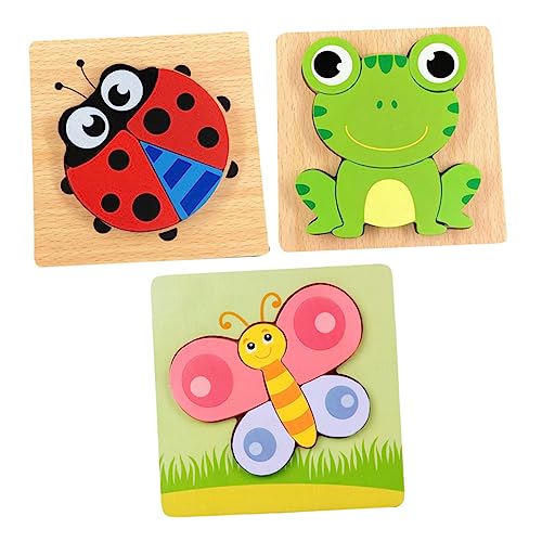 NESTINGHO 3st Dreidimensionales Puzzlebrett Aus Holz Puzzlespielzeug Für Kinder Lernpuzzle Für Babys Steckpuzzle Für Kleinkinder Kinderspielzeug Kleinkind-Tier-Puzzle Gehirnspielzeug Hölzern von NESTINGHO