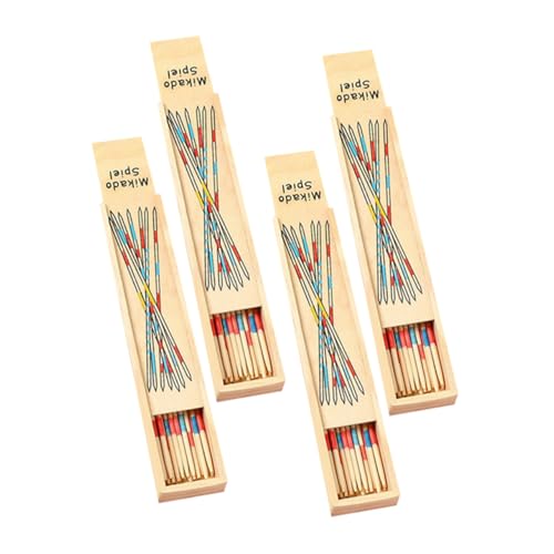 NESTINGHO 4 Kisten Holzpickel Spielzeug Pick-up-Sticks-Spiel Familienspiel Zum Aufsammeln Von Stöcken Stöcke Aufheben Familien Spiel Holz-Pickup-Stick Spielzubehör Pickup-Sticks Stöckespiel von NESTINGHO