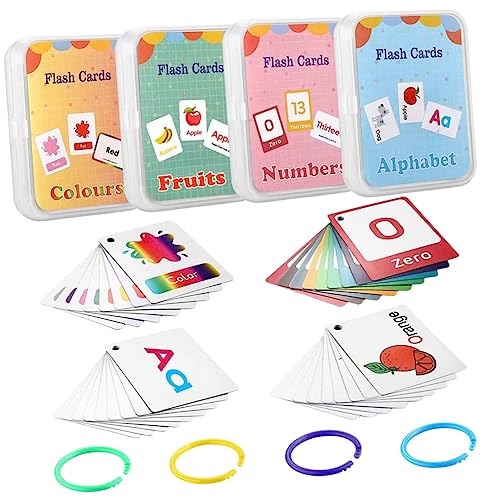 NESTINGHO 4 Stück Englisch Lernen Karteikarte Lernkarten Zählen Lernkarten Für Obstfarben Kindergarten Flashcard Buchstaben Zahlen Lernkarten Bildungskarten 300 g Beschichtetes Papier von NESTINGHO