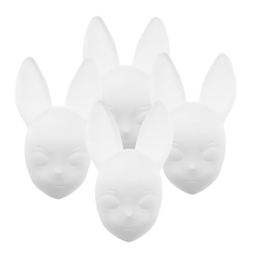 NESTINGHO 4 Stück Kaninchen Maske Blanko Cosplay Maske Graffiti Weiße Maske Maskerade Unbemalte Maske Maske Leere Maskerade Unvollendete Maske DIY Blankmaske DIY Cosplay Maske von NESTINGHO