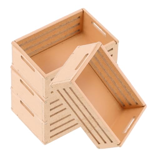 NESTINGHO 4 Stück Mini-aufbewahrungskorb Minikisten Mini-puppenhauskörbe Kleine Holzkiste Mini-holzkisten Mini-körbe Puppenhaus Puppenhauskisten Mini-puppenhauskiste Obstkorb Beige Hölzern von NESTINGHO