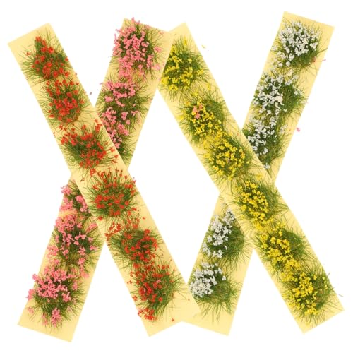 NESTINGHO 4 Stück Puppenhaus-Mikrolandschaft künstliche blüten Artificial Flower Miniaturbasen und Dioramen Miniaturgrasvegetation Dekoration scheibengardinen Sandtischverzierungen dicht von NESTINGHO