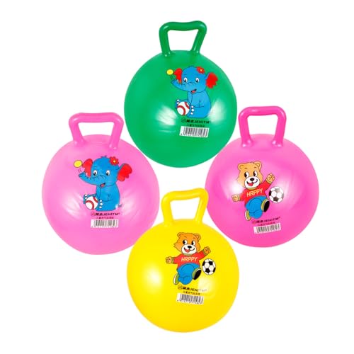 NESTINGHO 4 Stück Schläger handhaben Kinder Hüpfball Hüpfbälle für Kinder Springender Ball hupfball für Kinder Activity für Kinder Spielzeug aufblasbarer Hopfenball Kinder-Cartoon-Ball PVC von NESTINGHO