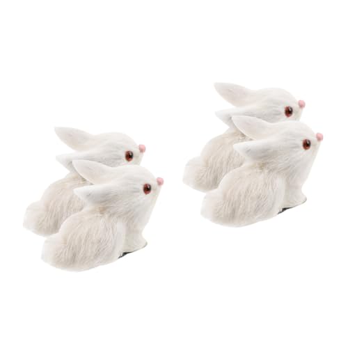 NESTINGHO 4 Stück Simulation Kaninchen kunstpelz Faux fur chatot Plush plüschhase Bunny Plush Stoffhase Kuscheltiere Simulations-Kaninchenspielzeug Kaninchenspielzeug für Kinder Plastik Weiß von NESTINGHO