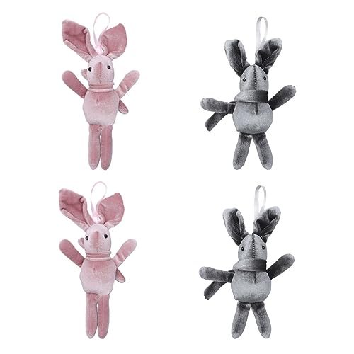 NESTINGHO 4 Stück Wunsch Kaninchen Anhänger Stofftierpuppe Babys erstes Plüschtier -Stofftier Plüschhase Kinder Kuscheltier Bag Charm Kinderspielzeug Kaninchenspielzeug PP Baumwolle von NESTINGHO