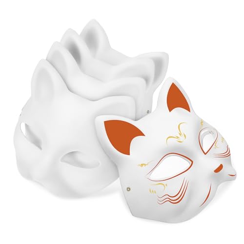 NESTINGHO 5 Stk handbemalte Maske masken für halloween hallowen masks Tiermasken zum Bemalen Katze Cosplay-Maske leere Masken für Frauen Abschlussball Masken Zellstoff-Maske von NESTINGHO