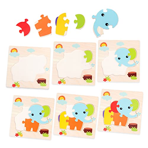 NESTINGHO 5 Stück 1 Satz Puzzle Für Kinder Spielzeug Für Kinder -Puzzle Lernspielzeug Kinderpuzzle Puzzlematte Pädagogisches Spielzeug Puzzles Aus Holz Cartoon Holzpuzzles Bambus von NESTINGHO