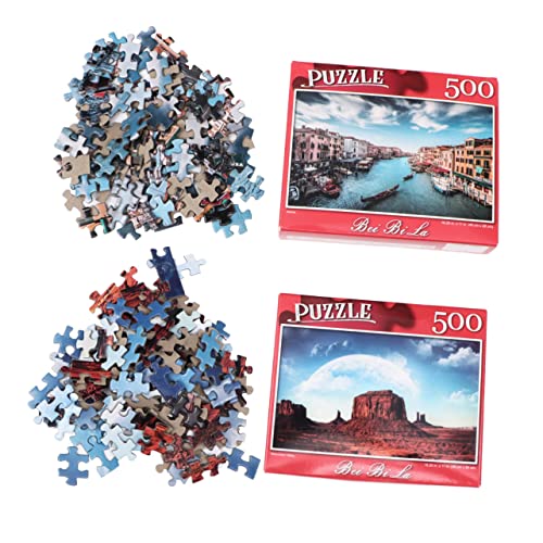 NESTINGHO 500 Stück 2 Sätze Erwachsene rätseln Kinderpuzzle Rätsel Ölgemälde-Puzzle Puzzle für Erwachsene 500 Puzzle amp Share rätsel für Erwachsene Spielzeug Erwachsene Puzzle von NESTINGHO