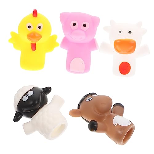 NESTINGHO 5st Animal Finger Puppen Kuh-fingerpuppe Entzückende Fingerpuppen Plüsch Handpuppe Kinder Cartoon Fingerpuppen Dehnbare Fingerpuppen Cartoon-fingerpuppen Party-handpuppe Vinyl von NESTINGHO