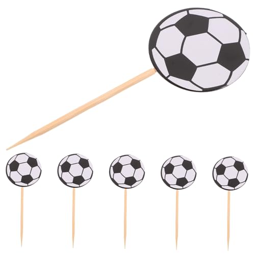 NESTINGHO 60 Stück Fußball Kucheneinsatz Sport Cupcake Topper Dekorative Kuchendekorationen Geburtstagskuchendekorationen Fußball Party Dekoration Dekorative Dessert Topper Party von NESTINGHO